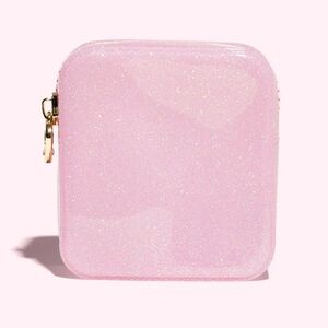 Stoney Clover Lane Pink Flamingo Jelly Pouch Cosmetic Bag with Glossy Finish New